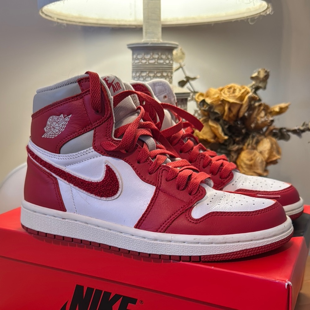 Nike Air Jordan Red and White High-Top Sneakers